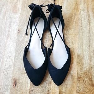 NINE WEST STOMPINO POINTED TOE TIE AROUND FLATS